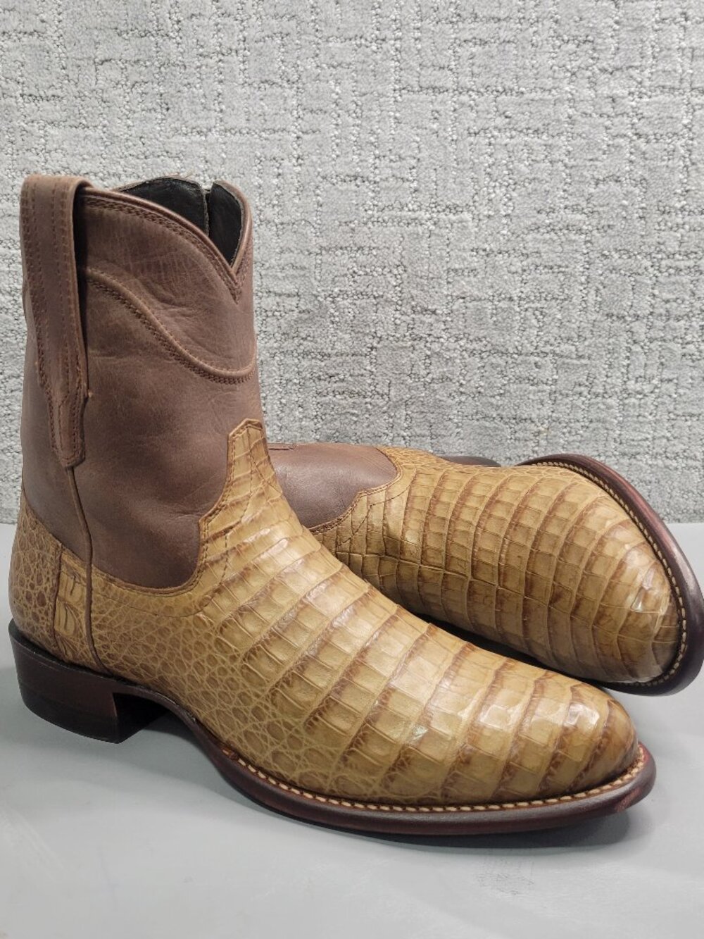 Tecovas The Dean Mens Size US 10D Toffee Caiman Round Toe Western Zip Boots